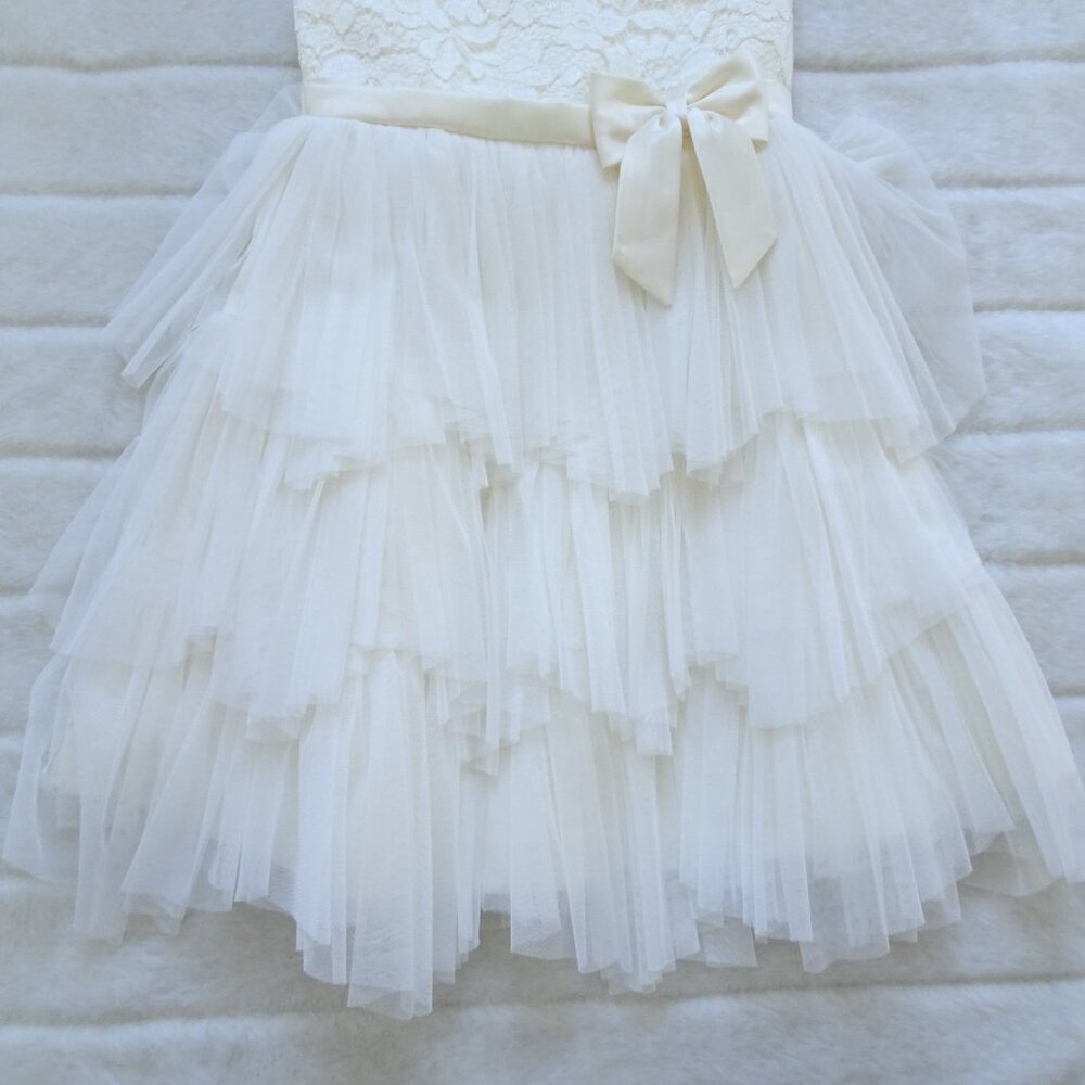 Couture Princess Dress Layered Tulle Lined Child Beige 8 - Picture 2 of 11